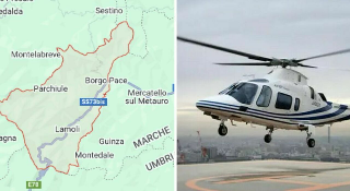 Elicottero precipitato con due persone a bordo, riprese le ricerche nel Pesarese